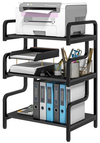 HOMCOM Etagere de depozitare cu 3 niveluri etajeră metalică design industrial structură din oțel 55 x 40 x 77 cm Negru | Aosom Romania
