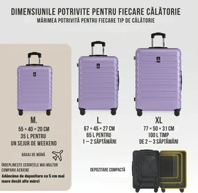 Set de valize rigide NEW YORK, 3 piese, ABS, mov deschis Deuba