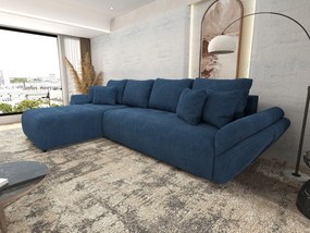 Colțar extensibil dumonde cu ladă de depozitare si sezut confortabil din spuma high-density, Berlin XL Zoom Blue 350x185 cm