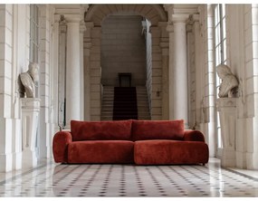 Colțar cărămiziu extensibil cu tapițerie din catifea reiată (cu colț pe partea dreaptă) Lucien – Bobochic Paris