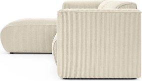 Colțar bej cu tapițerie din catifea reiată (cu colț pe partea stângă/cu șezlong) Merid – Ropez