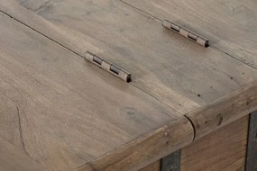 Măsuță de cafea tip cufăr vechi din lemn masiv de tec, cu patină vintage, „Heritage Chest”
