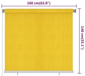 Jaluzea tip rulou de exterior, galben, 160x140 cm, HDPE Galben, 160 x 140 cm
