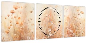 Tablou - Model de flori sălbatice (cu ceas) (90x30 cm)