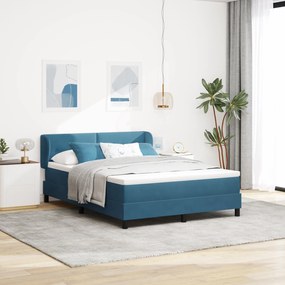 Pat Box Spring cu Saltea vidaXL Albastru Închis 140x190 cm Catifea