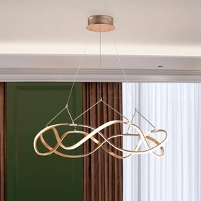 Lustra LED design ultra-modern, dimabila cu telecomanda, Molly auriu roze 80cm