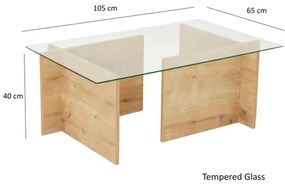 Măsuță de cafea ESCAPE 40x105 cm maro/transparent