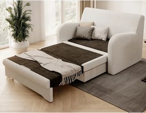 Canapea albă extensibilă/cu spațiu de depozitare cu tapițerie din țesătură bouclé 130 cm Ario – ELTAP