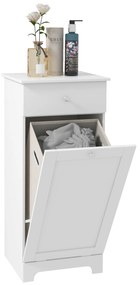 HOMCOM Mobilier de baie cu coș pentru rufe, mobilier de depozitare cu sertar - 40L x 40l x 90,5Î cm - alb | Aosom Romania
