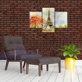 Tablou pictat cu turnul Eiffel (90x60 cm)