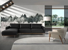 Coltar LUX 5 locuri design italian cu sezlong stanga Cowhide black