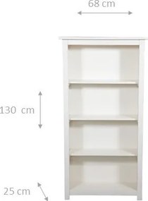 Biblioteca mica, L68 25 H130 cm, alb antic, lemn masiv
