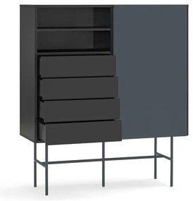 Comodă neagră-gri antracit înaltă cu ușă glisantă 120x140 cm Nube – Teulat