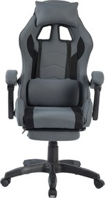 RESIGILAT- Scaun gaming, masaj în perna lombară, suport picioare, textil, Gri