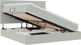 vidaXL Pat cu saltea și LED cu saltea Gri deschis 160 x 200 cm Catifea