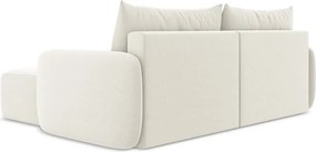 Colțar crem extensibil/cu spațiu de depozitare cu tapițerie din catifea (cu colț pe partea dreaptă/cu șezlong) Kalena – Makamii