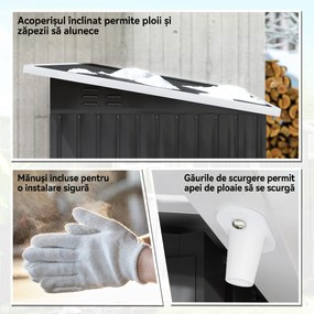 Outsunny magazie grădină căsuță de grădină pentru unelte cu ușă largă și fereastră, 221x133x190 cm gri închis | Aosom Romania
