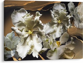 Tablou - Flori de orhidee pe fundal de marmură (70x50 cm)