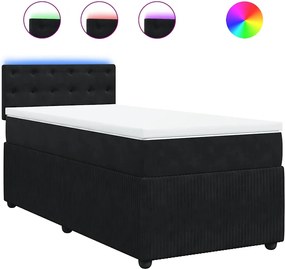 vidaXL Pat box spring cu saltea, negru, 90x190 cm, catifea