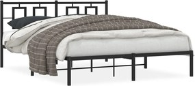 vidaXL Cadru de pat metalic cu tăblie, negru, 150x200 cm