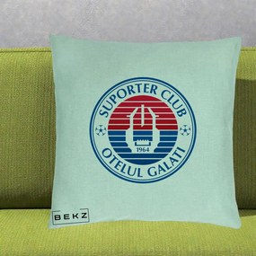 Perna Personalizata Otelul Galati Suporter Club 1964, 40x40 cm, Verde Menta, Husa Detasabila, Perna Inclusa, BEKZ®