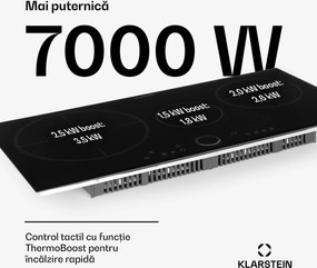Klarstein Delicatessa 80, plită încorporată, cu inducție, 3 zone, 7400 W, sticlă-ceramică