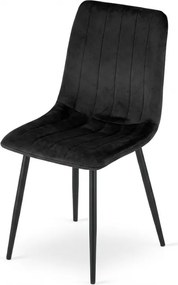 PROMOTIE Scaun din catifea neagra LAVA ONYX cu picioare negre II. calitate