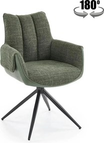 Scaun K579, verde olive/negru, stofa clasica/piele ecologica/otel, 65x
