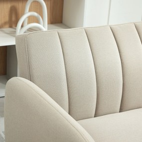 HOMCOM Canapea Extensibilă 2 Locuri Design Scandinavian Dossier Inclinabil 3 Poziții Picioare Lemn Aspect In Bej | Aosom Romania