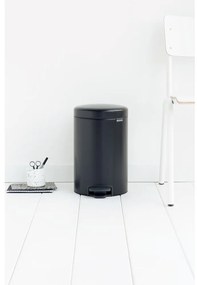 Coș de gunoi negru mat cu pedală din oțel 12 l NewIcon – Brabantia