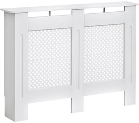 HOMCOM Carcasă Modernă pentru Calorifer, Model cu Gratii din MDF, Design cu Lamele pentru Casă și Birou, 111,5x82x19 cm, Alb | Aosom Romania