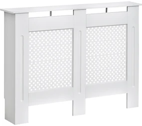 HOMCOM Carcasă Modernă pentru Calorifer, Model cu Gratii din MDF, Design cu Lamele pentru Casă și Birou, 111,5x82x19 cm, Alb | Aosom Romania