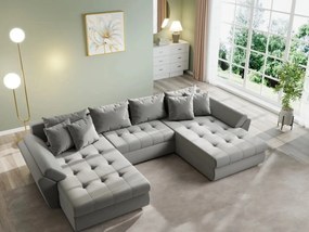 Colțar extensibil dumonde cu ladă de depozitare si sezut confortabil din spuma high-density, Loana U Royal Grey 355x185 cm