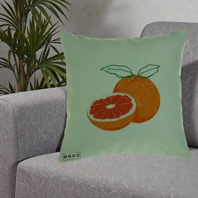 Perna Decorativa Grepfrut Citrus, 40x40 cm, Verde, Husa Detasabila, Perna Inclusa, BEKZ®
