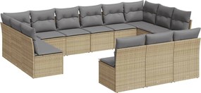 vidaXL Set canapele de grădină, 13 piese, cu perne, bej, poliratan