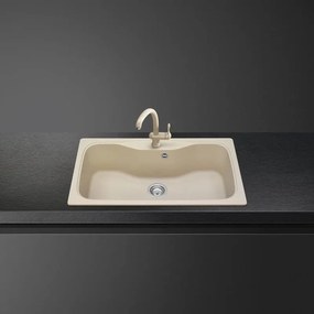 Chiuvetă de bucătărie Smeg LSEG860AV2, 86 cm, material rezistent la zgârieturi, ușor de curățat, bej
