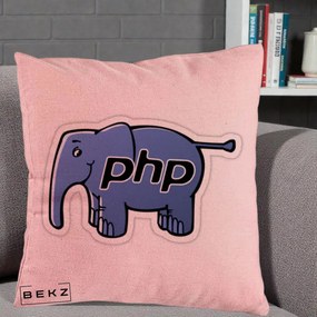Perna Personalizata PHP Elephant, 40x40 cm, Roz, Husa Detasabila, Perna Inclusa, BEKZ®