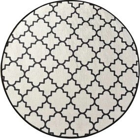 Covoras baie KUPA, 140x140 cm, forma rotunda, poliester, crem/negru