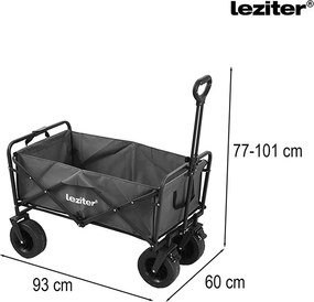 Cărucior de plajă pliabil de grădină premium cu masă gri