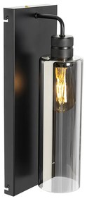 Lampa de perete moderna neagra cu sticla fumurie - Stavelot