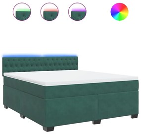 3288687 vidaXL Pat box spring cu saltea, verde închis, 180x200 cm, catifea