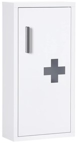 kleankin Dulap Medicamente cu 3 Rafturi și Ușă Magnetică, cu un strat rezistent la apă și rugină 30x12x60 cm, Alb | Aosom Romania