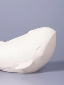 Lampă de masă din rășină și pulbere de piatră albă, formă de balenă, finisaj mat, 19×43×21 cm, „Leviathan"