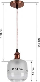 Brilagi - Lustră LED suspendată pe cablu RETRO GLASS 1xE27/60W/230V Ø 14 cm cupru/alb