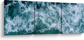 Tablou - Valuri oceanice (cu ceas) (90x30 cm)