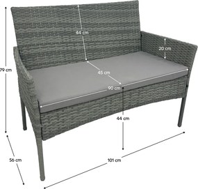Set 4 piese din ratan,pentru grădină, gri, RATANA 2 NEW