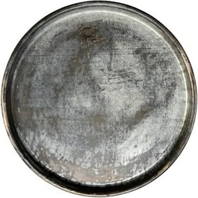 Tavă rotundă vintage din metal, D40×H2,5 cm, „WE ♡ RECYCLING"