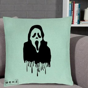 Perna Personalizata Halloween Ghostface Scream Picurand, 40x40 cm, Verde Menta, Husa Detasabila, Perna Inclusa, BEKZ®