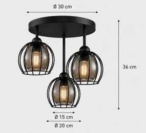 Lustră aplicată SOLO BLACK 3xE27/60W/230V d. 30 cm