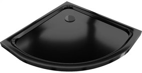 Mexen Flat cabină de duș semirotundă slim 70 x 70 cm, neagră, sifon negru - 41707070B